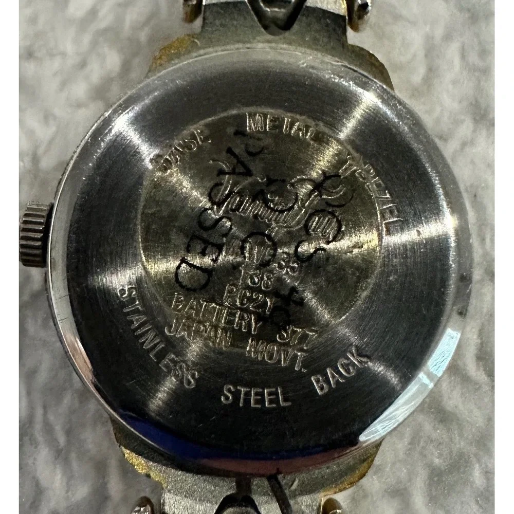 Womens Pearl Dial Vanity Fair VFW535 Quartz Silver Tone Band W/Gold Accent Watch